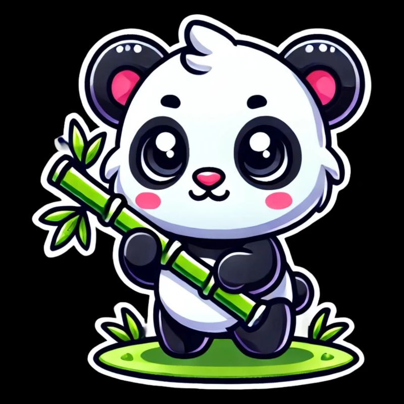 Panda mignon avec bambou