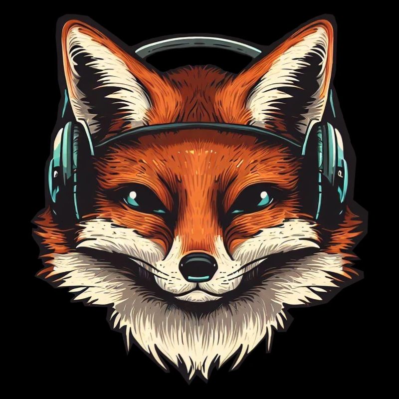 Fuchs mit Kopfhörern