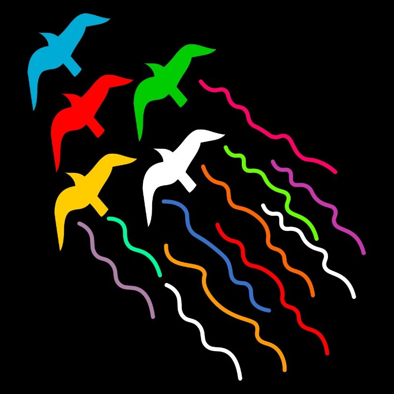 magical flying birds with trail