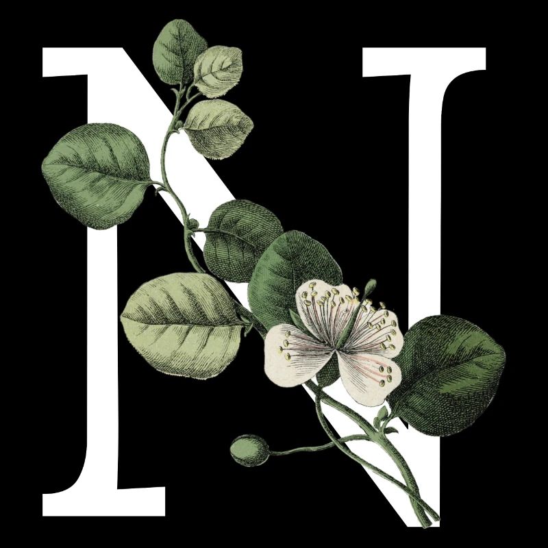 Letter N Green Botanical