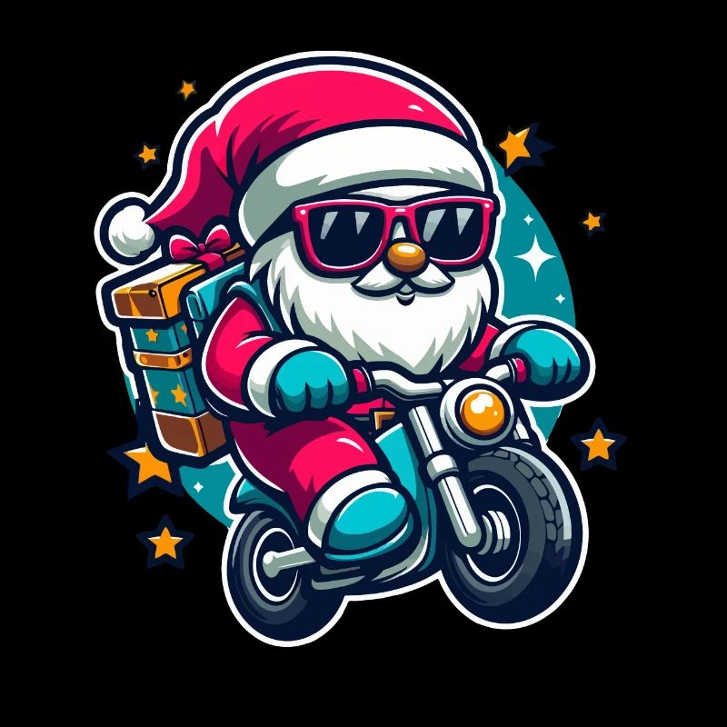 Der Weihnachtsmann auf einem Motorrad