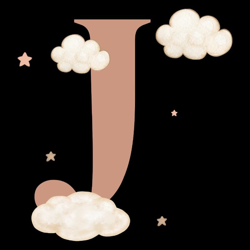 Lettre j nuages étoiles