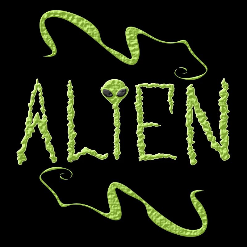 Alien aux yeux noir extraterrestre vert caché