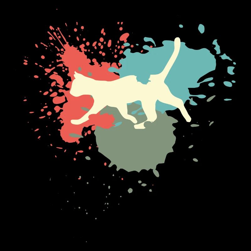 Katze Retro Farbenklecks