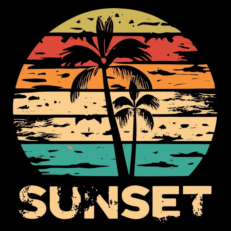 Art rétro coucher de soleil