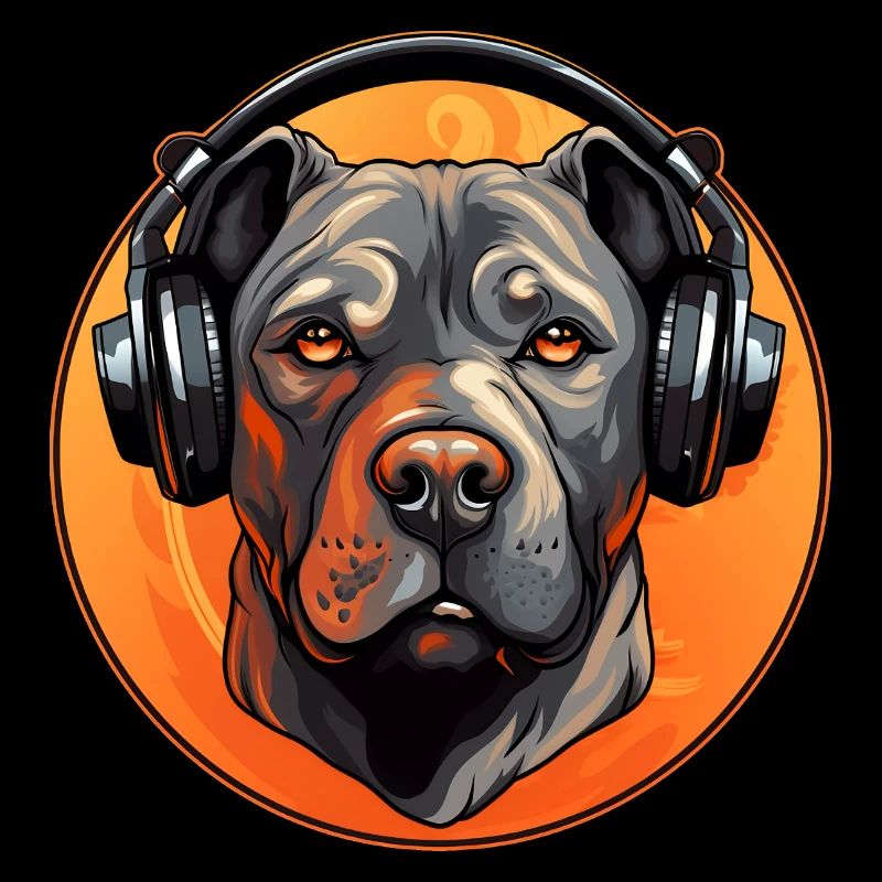 Cooler Pitbull mit Kopfhörern