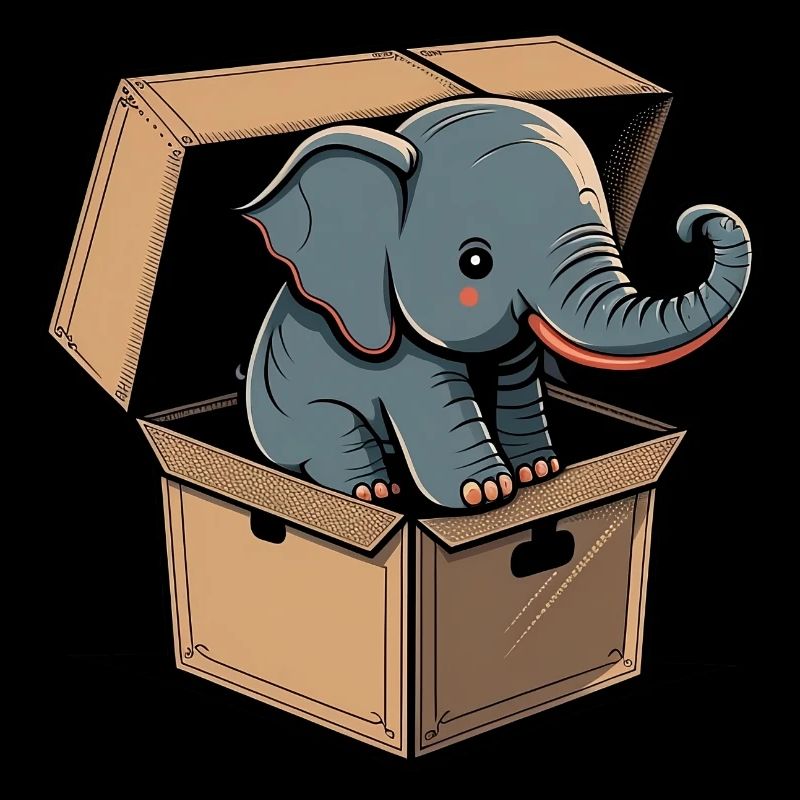 Mignon éléphant dans une boîte