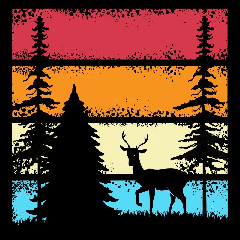 Forest Shinrin Yoku Forest Meditation Retro Deer