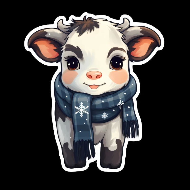 Kälbchen im Winter mit Schal