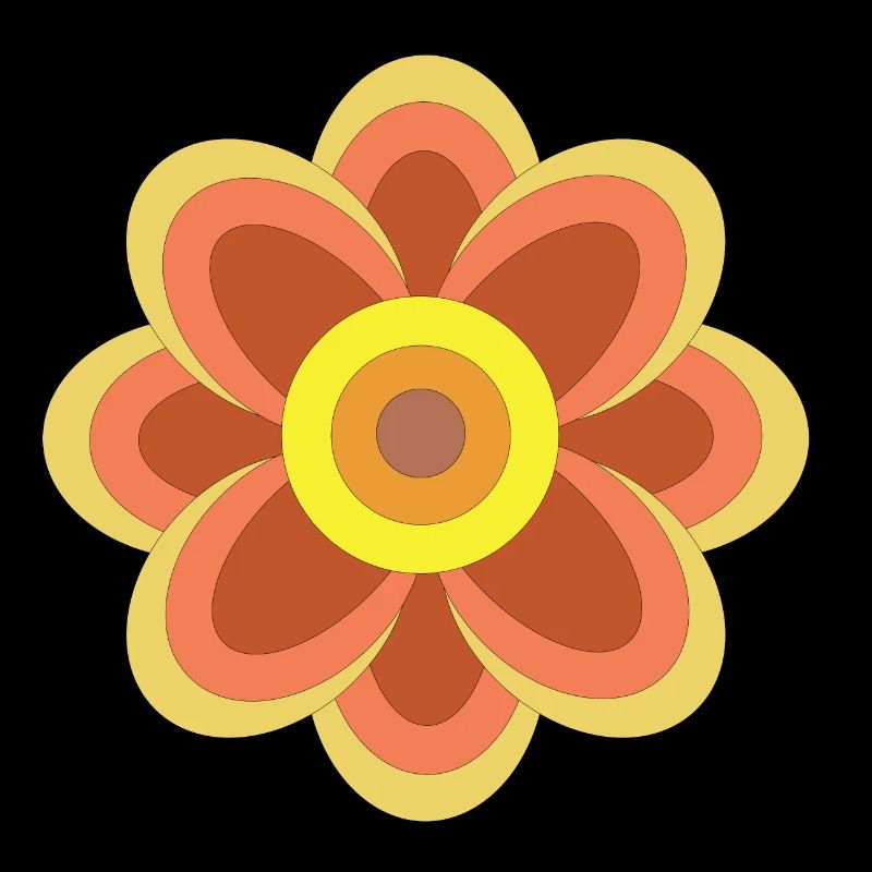 Orange Retro Flower