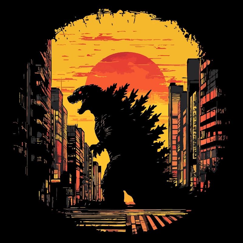 Kaiju Monster Design Sunset Geschenkidee