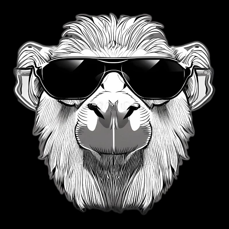 Lama cool avec lunettes de soleil noir et blanc