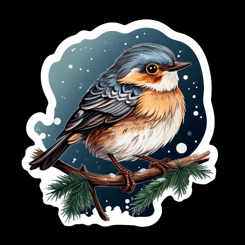 Verträumte Winternacht mit Vogel