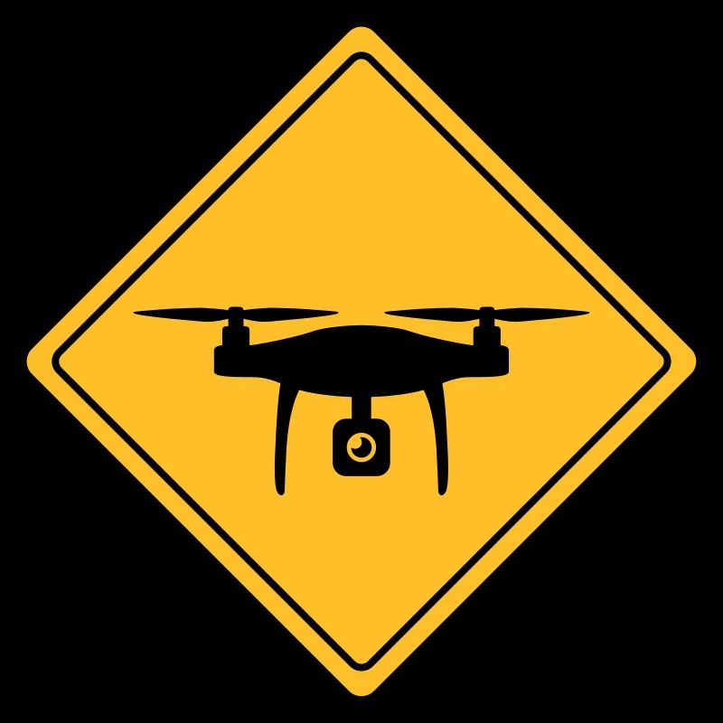 Warnschild mit Drohne