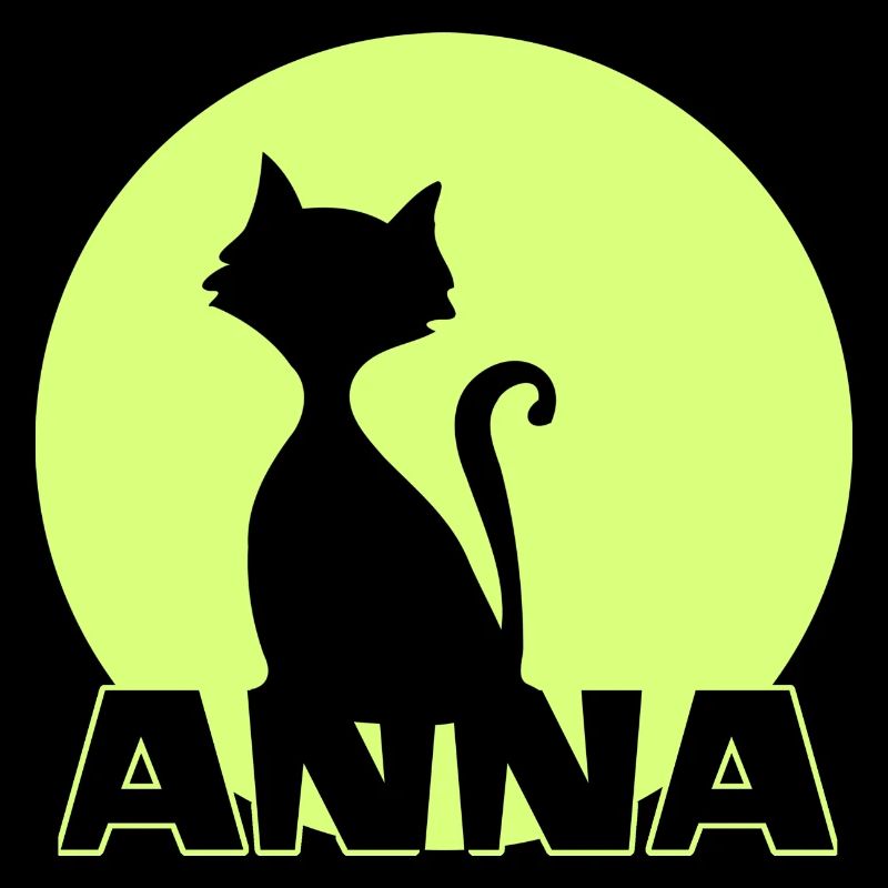 Anna first name birthday gift moonlight cat