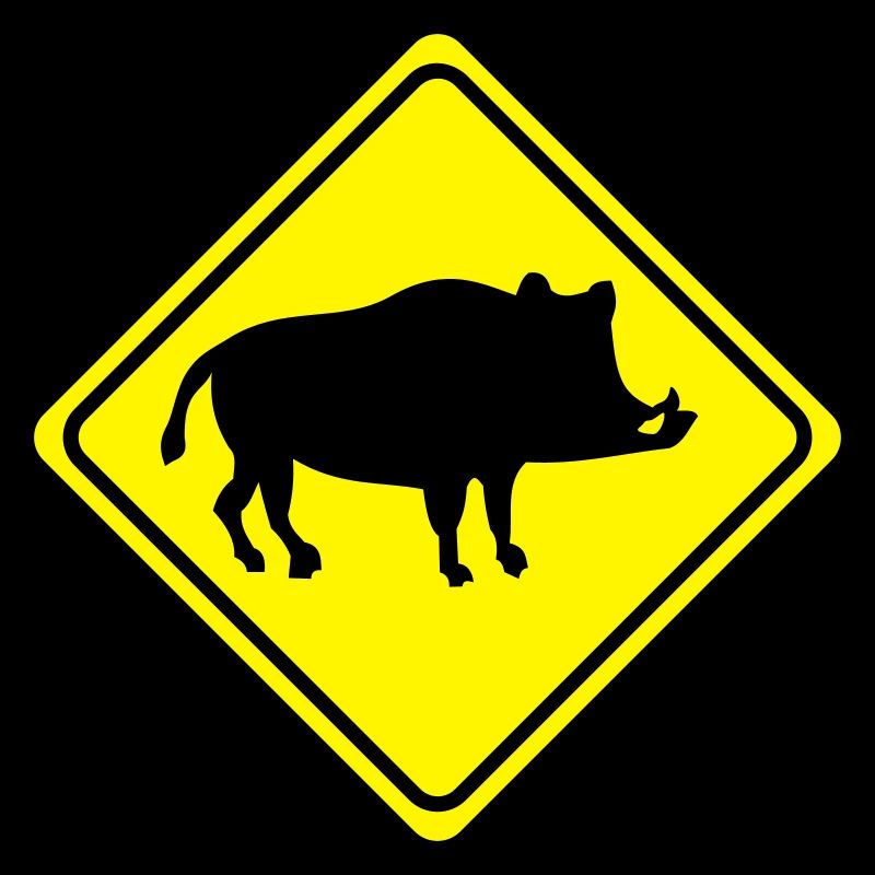 Warning - Wild Boar Pig - 2 Color Vector