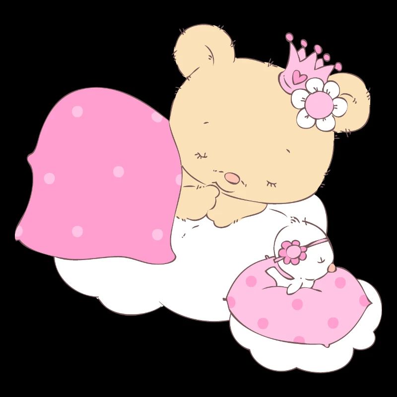 Bear princess sleeping on cloud