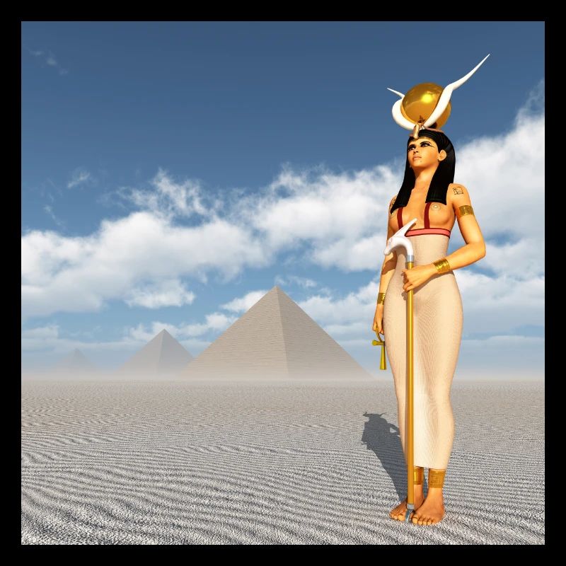 Göttin Hathor und Pyramiden
