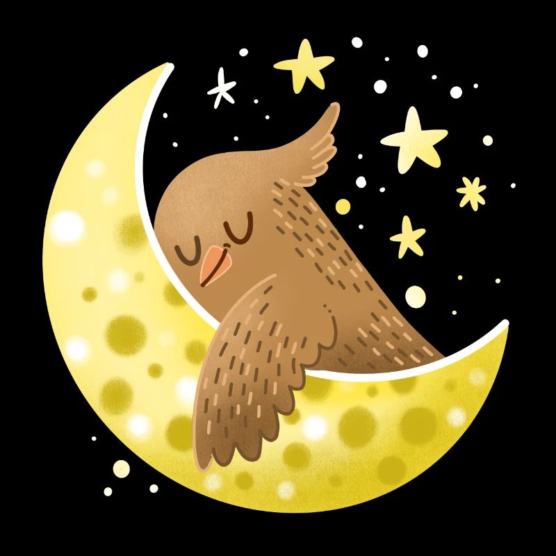 Nightly Sleepy Owl sur une lune de fromage
