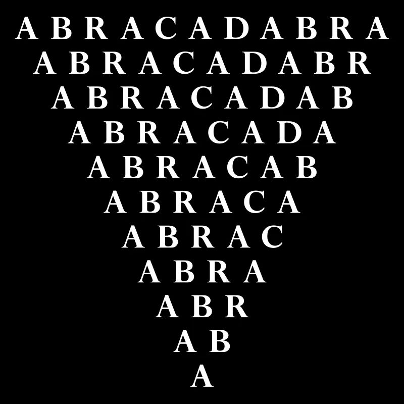 ABRACADABRA Modèle typographique - Schéma d’escroquerie
