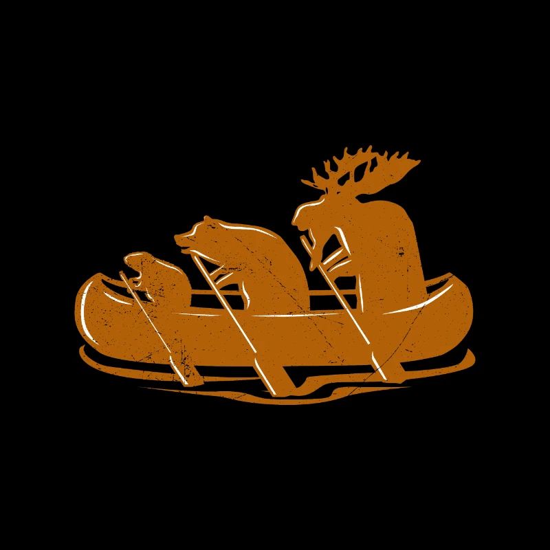 Canoë castor ours Orignal Canoë Canada Idée cadeau