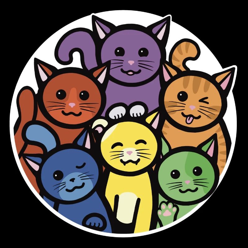 Regenbogen Katzen Rund