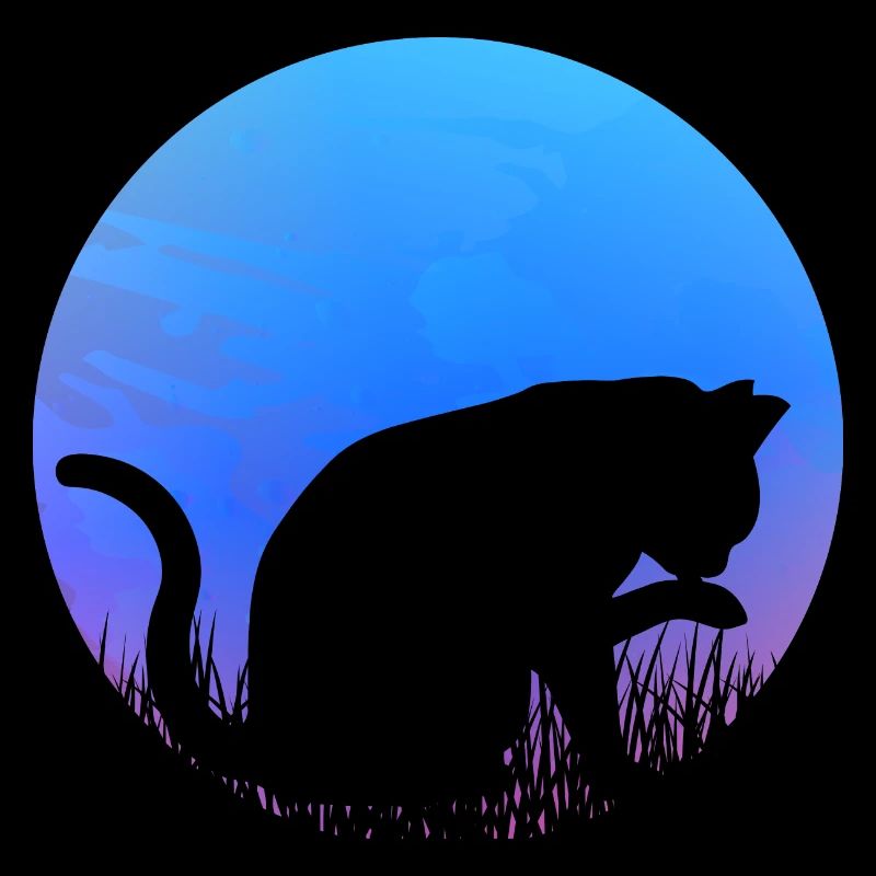 Chat mignon, chat noir comme silhouette