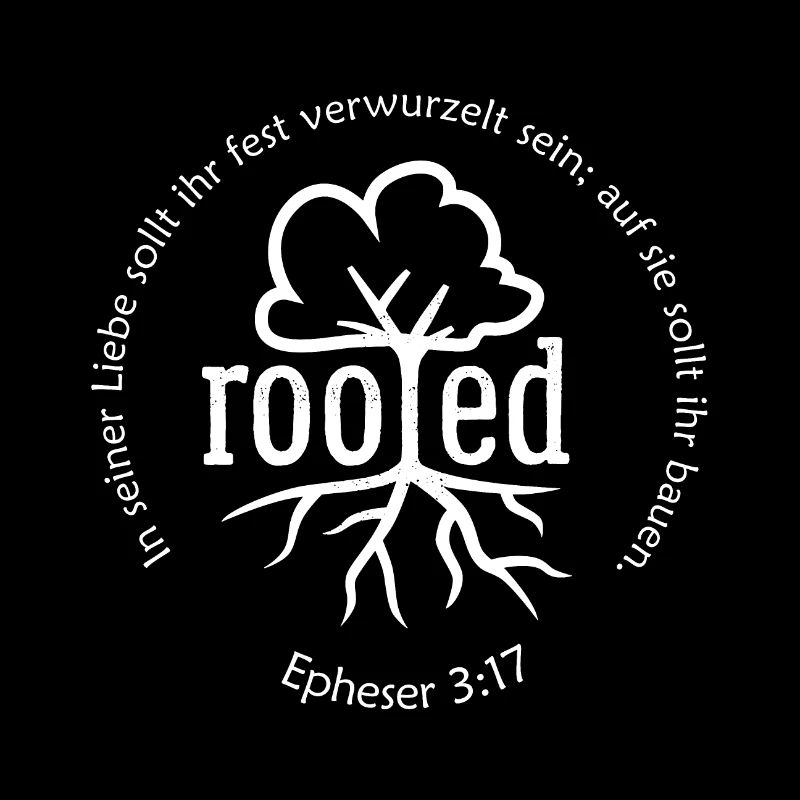 rooted Logo mit Bibelvers White