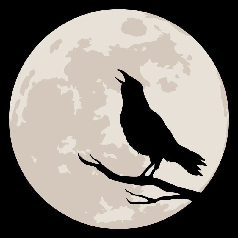 Krähe Silhouette vor Vollmond