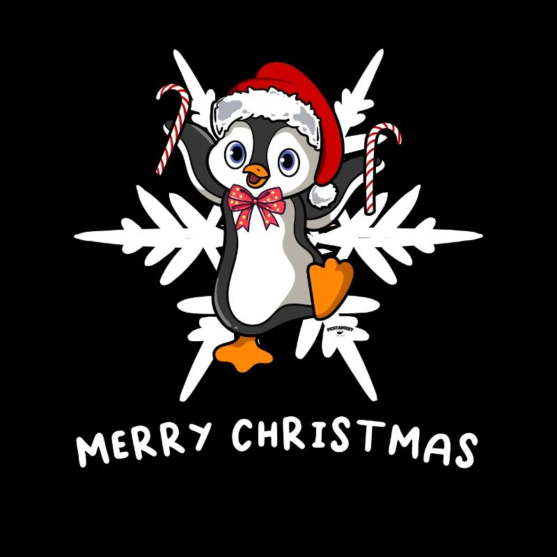 Doux pingouin de Noël avec flocon de glace