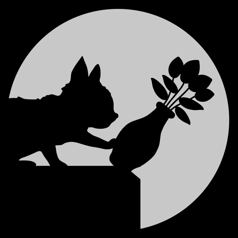 Chute de vase de fleur chat effronté