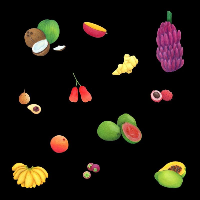 Asian, colorful fruit salad