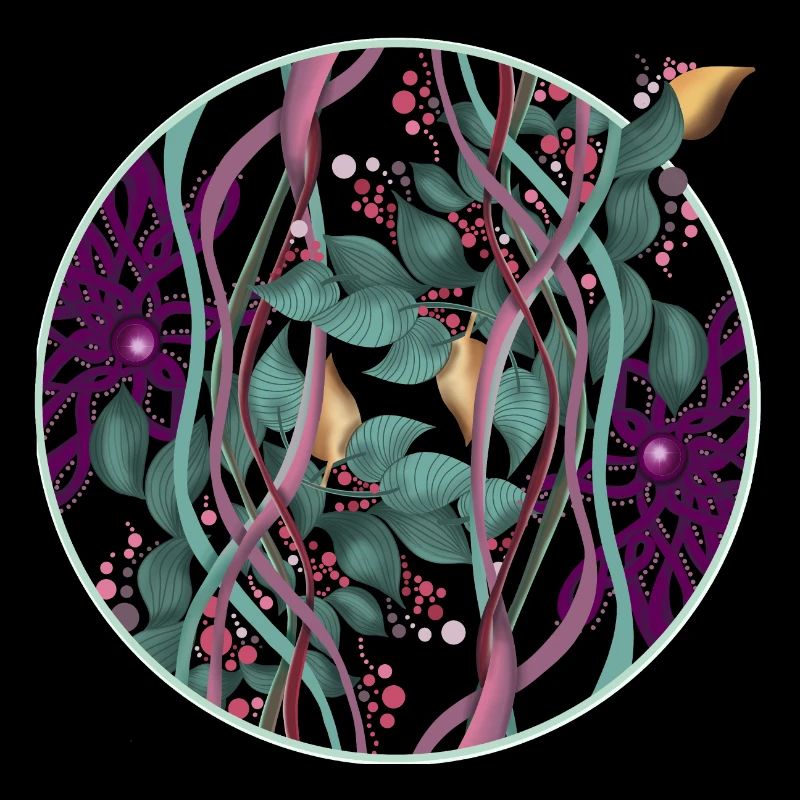 Cercle de motifs avec feuilles et points