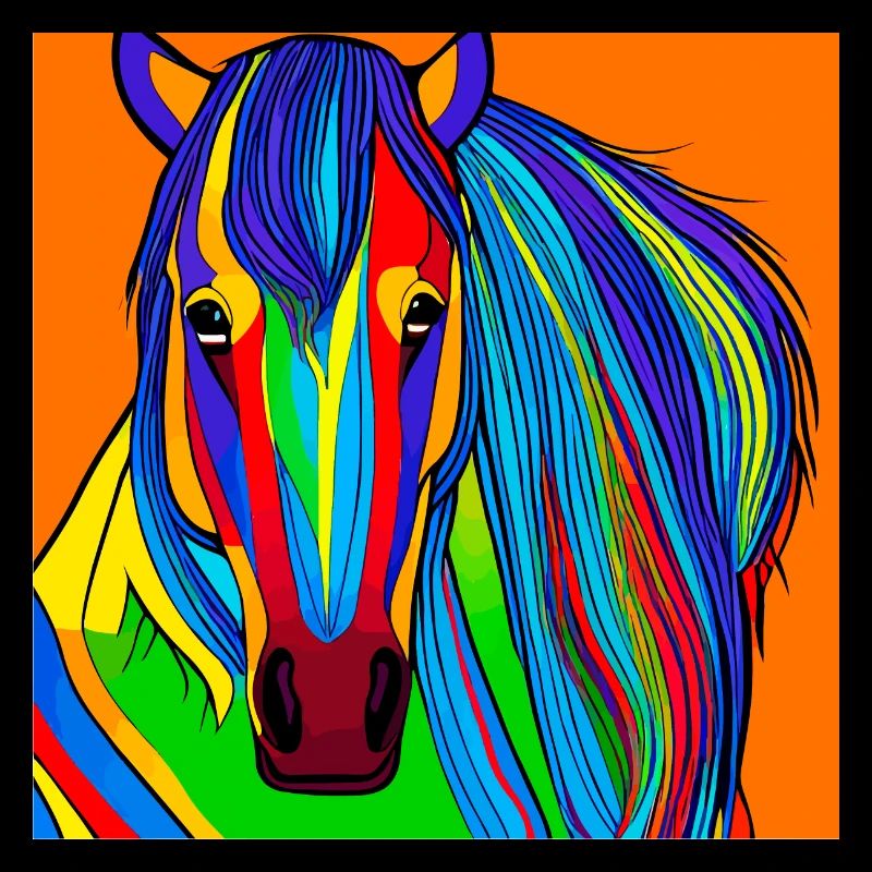Farbenfrohe Illustration eines Pferdes