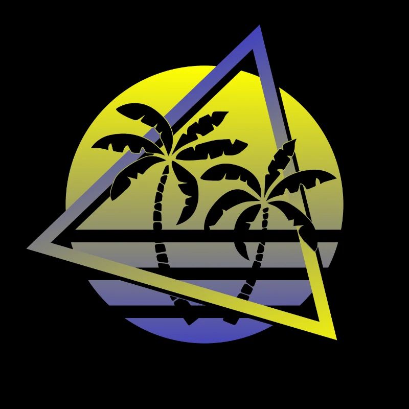 Retro 80s Synthwave Palms Sunset Design