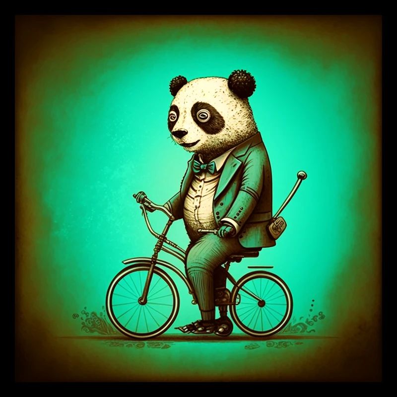 Panda élégant sur un vélo 1