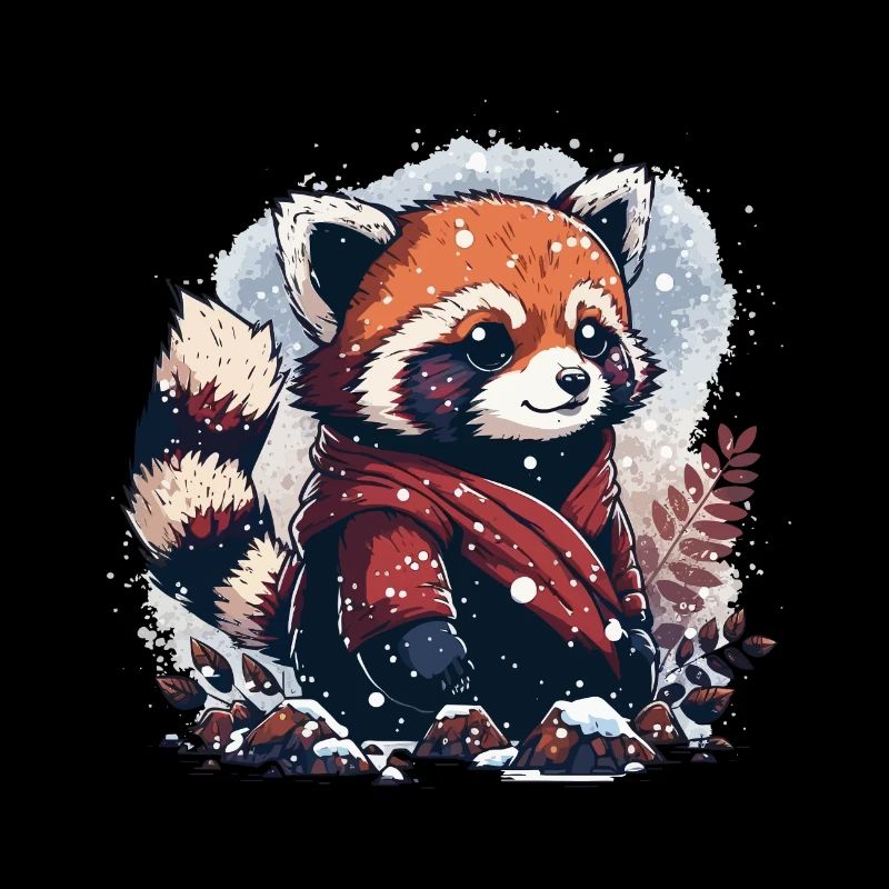 red panda in winter