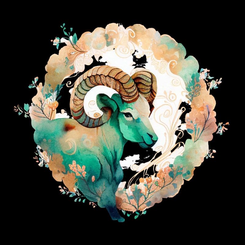 01 Sternzeichen Widder Ornament Wasserfarbe bunt