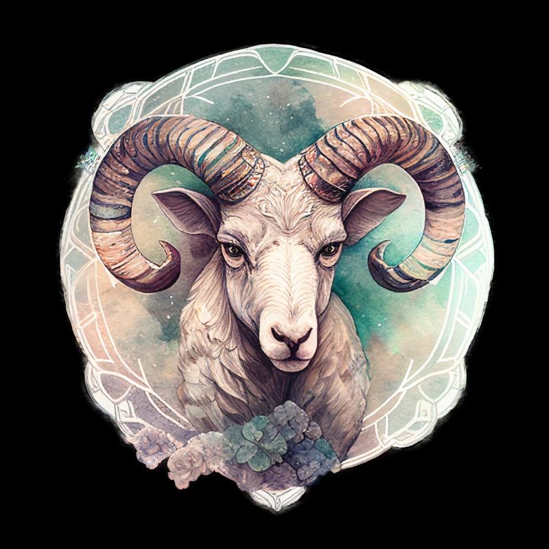 02 Sternzeichen Widder Ornament Wasserfarbe bunt