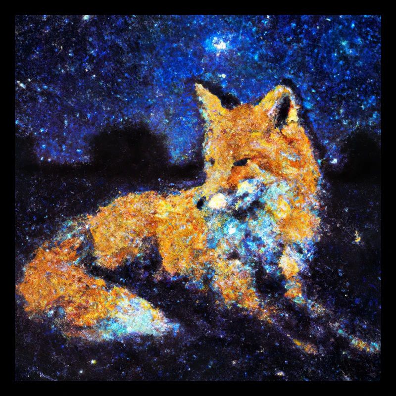 Fuchs unter einem Sternenhimmel