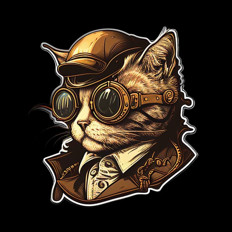 Steampunk Katze mit Hut und Brille