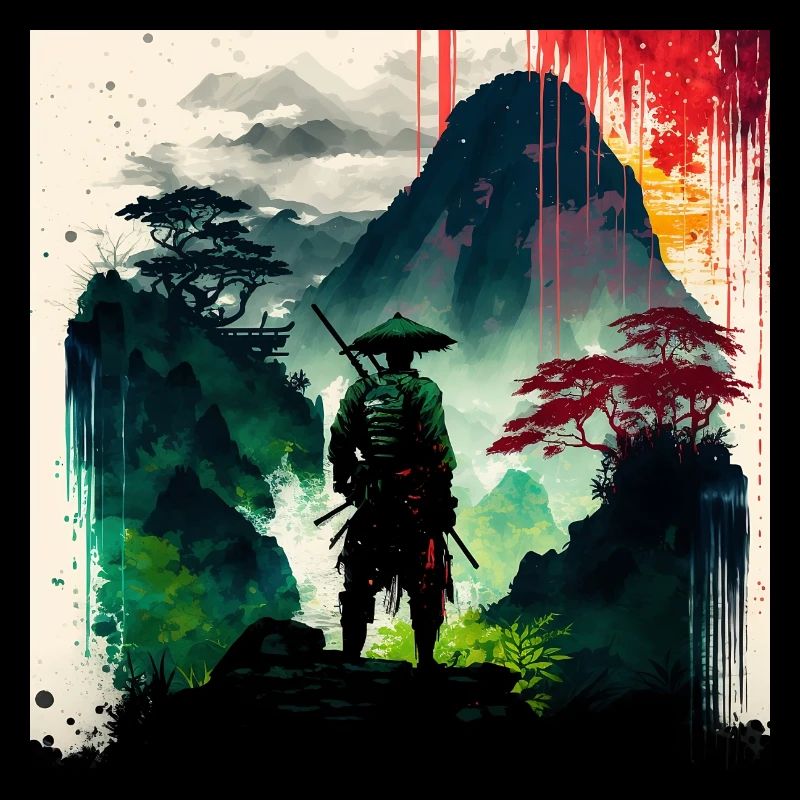 Samurai-Wassermalerei
