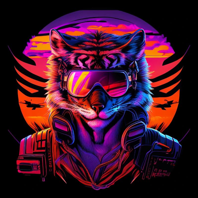 Retro Emblems - Animal - Pilot Tiger