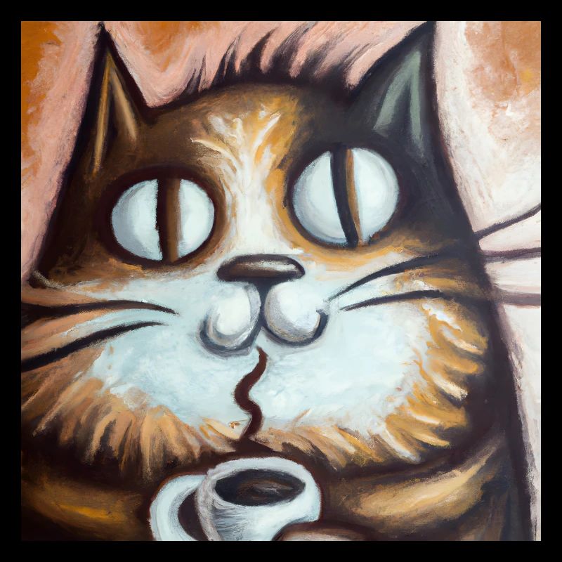 Cat enjoys coffee
