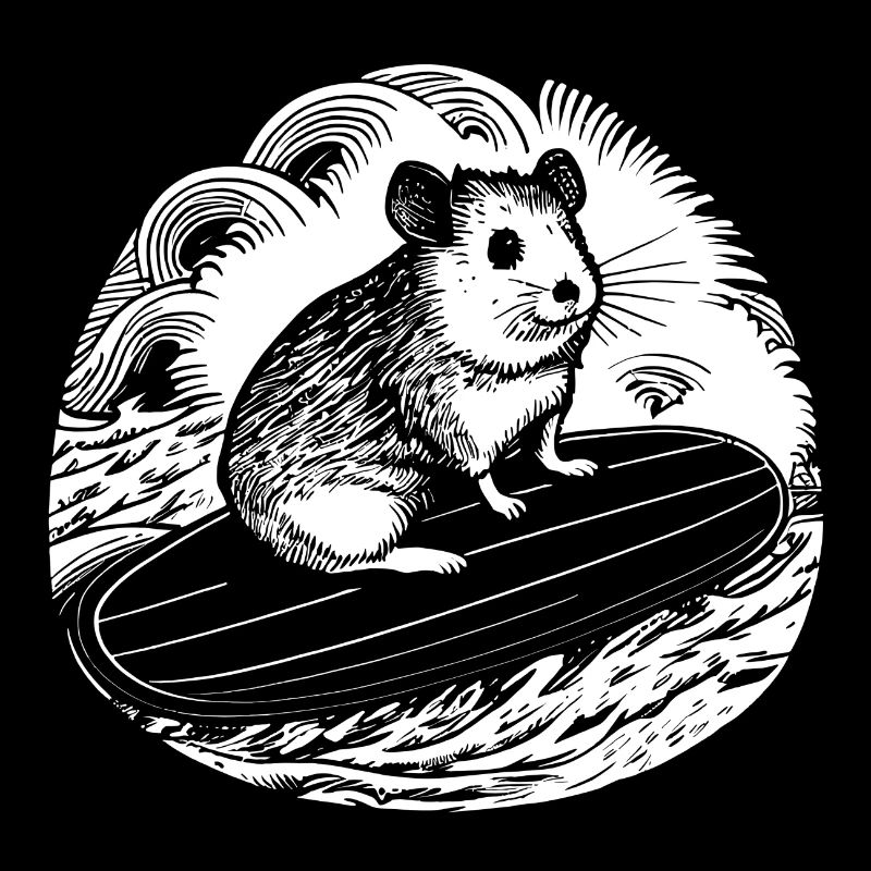Hamster sur planche de surf