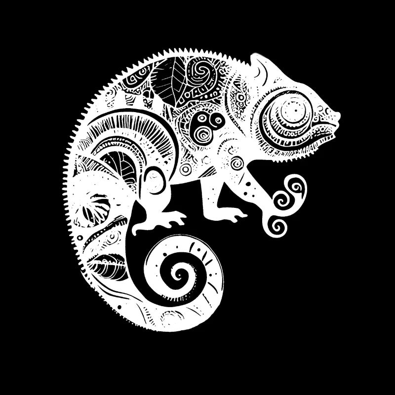Chameleon with boho Aztec patterns