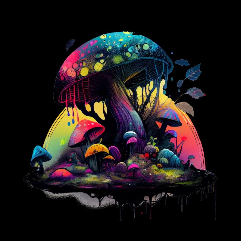 Trippy Magic Mushroom Artwork mit Wasserfarben