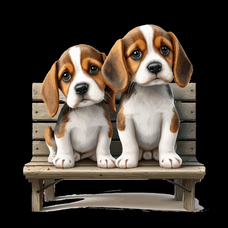 2 Beagles auf Bank Geschenk
