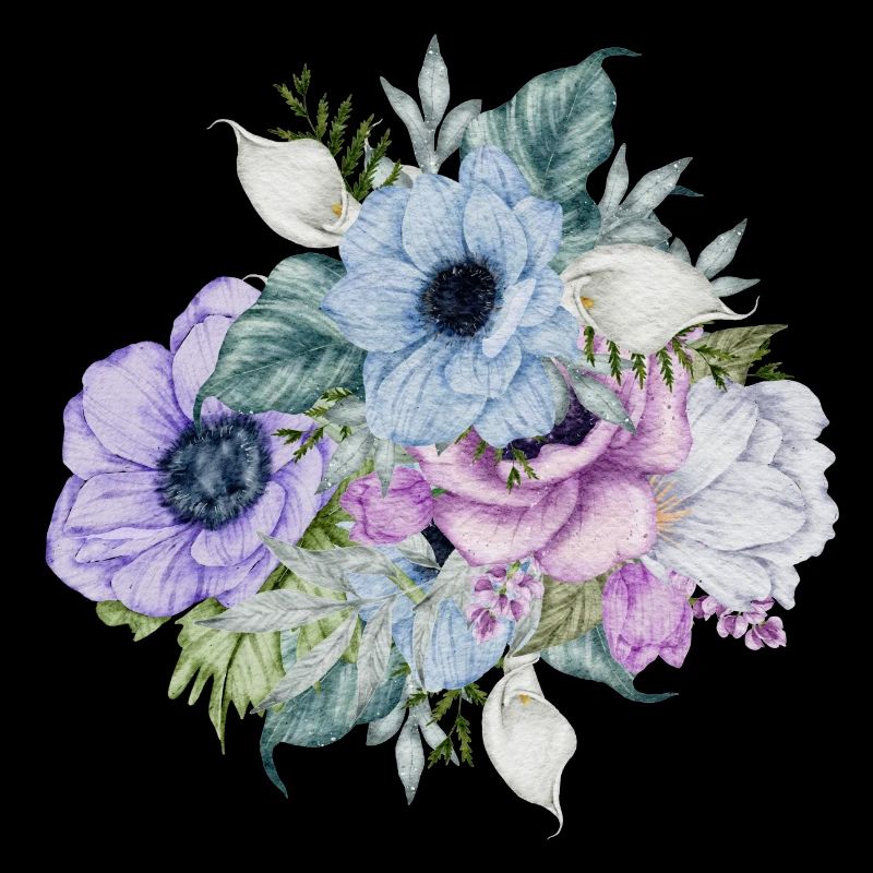 Blaue Aquarellblumen