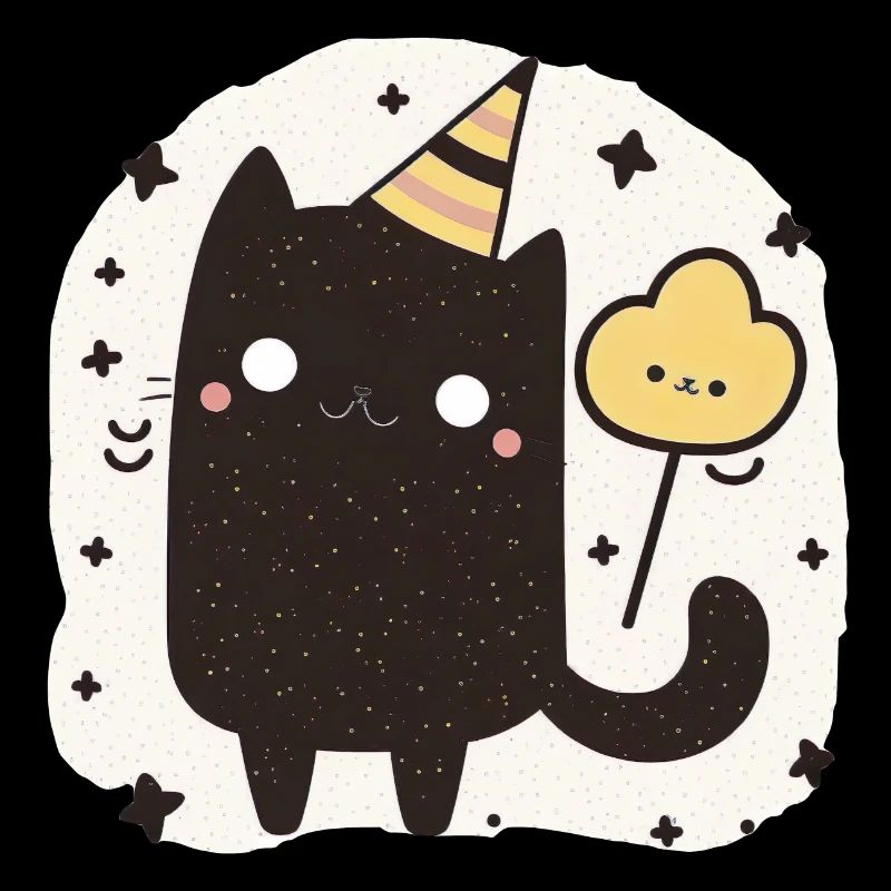 Funny Birthday Cat (Art, Abstract, Cute)